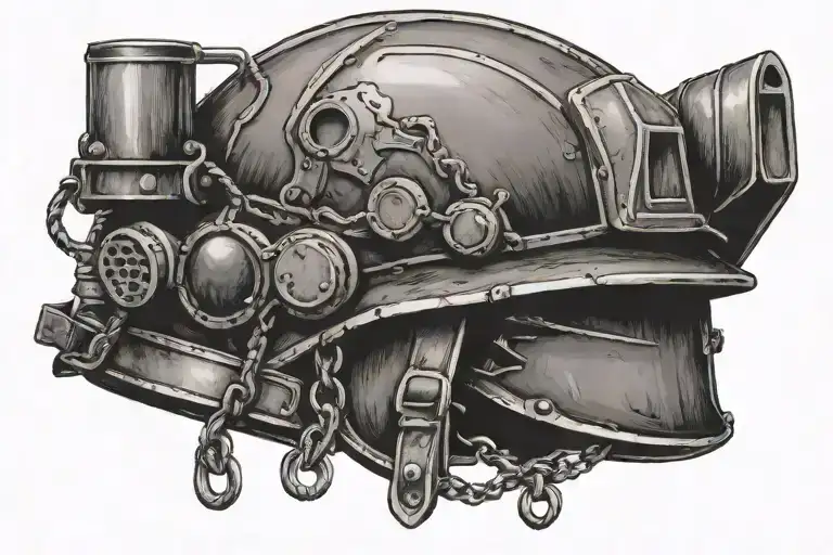 Coalmining Helmet With Dog Tags Hanging