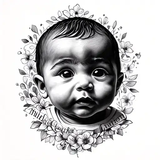 Fine Line Of My Baby's Face With First Names