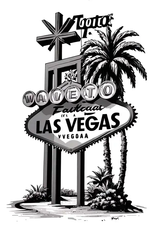 Las Vegas Sign And Palmetto Tree