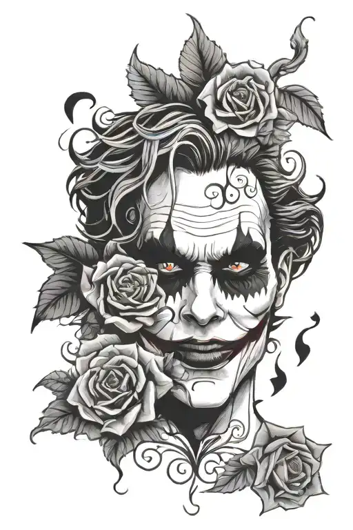 Joker Face And Flowers And Medusa