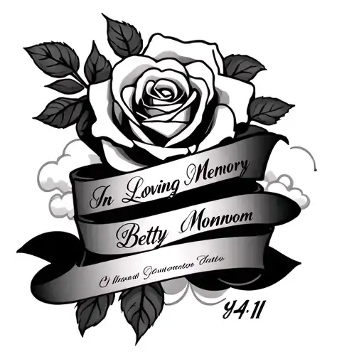 Wrapped Banner In Loving Memory Mommom Betty 9-14-11 A Rose And Clouds