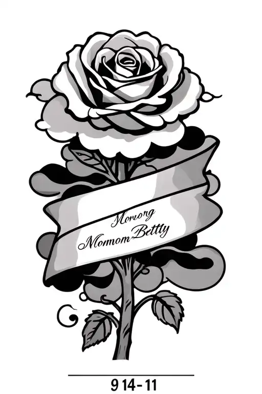 Wrapped Banner In Loving Memory Mommom Betty 9-14-11 A Rose And Clouds