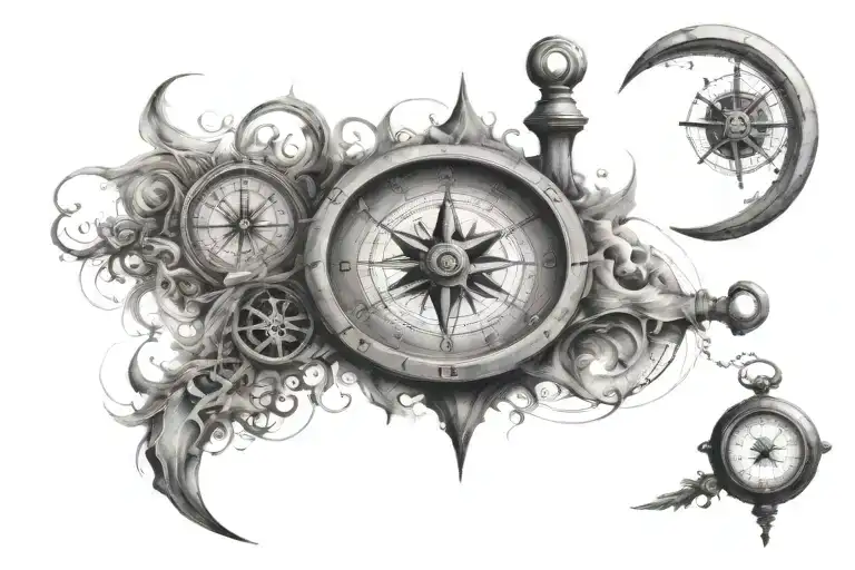 Clock And Compass Tide And Time