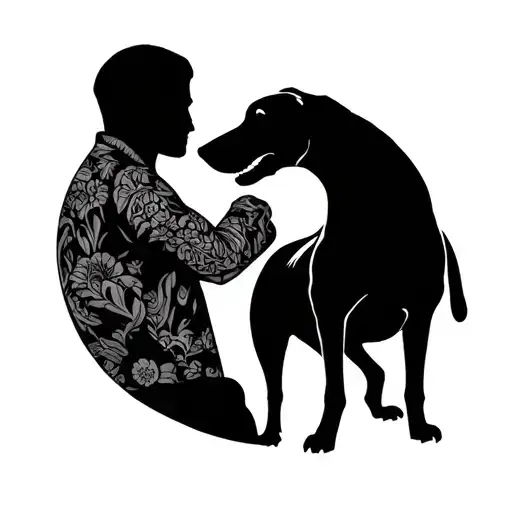 Man And Dog Silhouette Filled