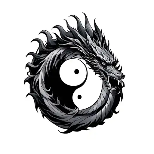 Dragon And Yin Symbol