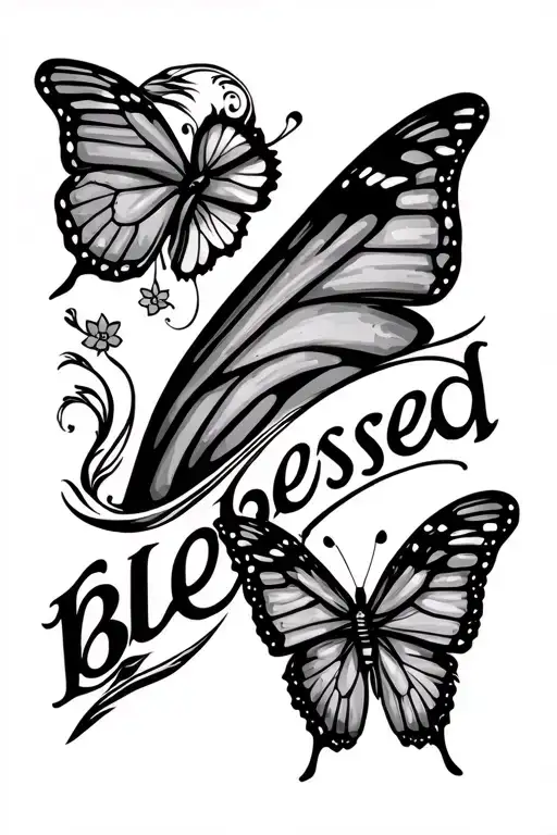 Blessed Word Down The Calf With Butterfly At The End
