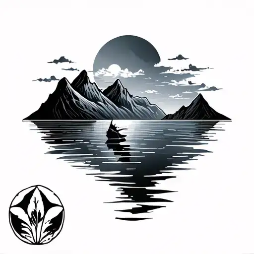 Sea And Mountain With Sun Rising