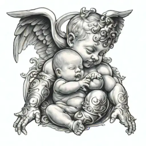 A Baby In The Arms Of An Angelic Bodybuilder