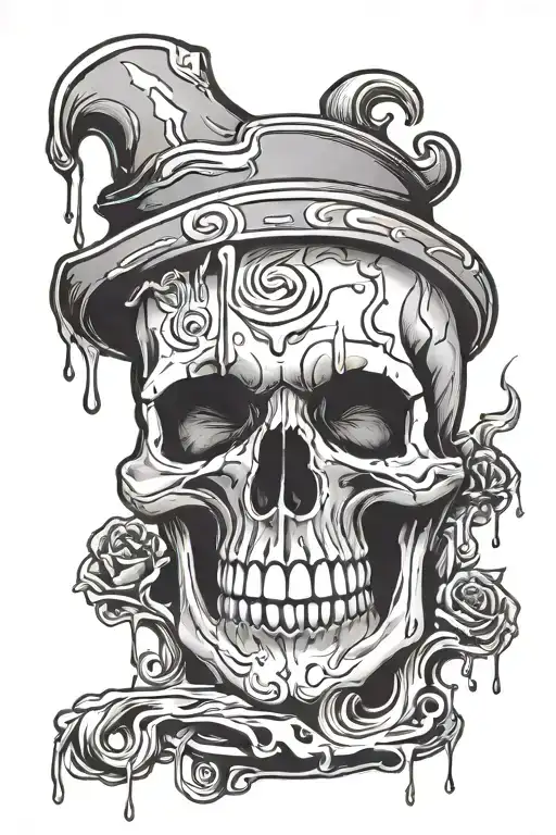 Skull With Candle Wax Dripping