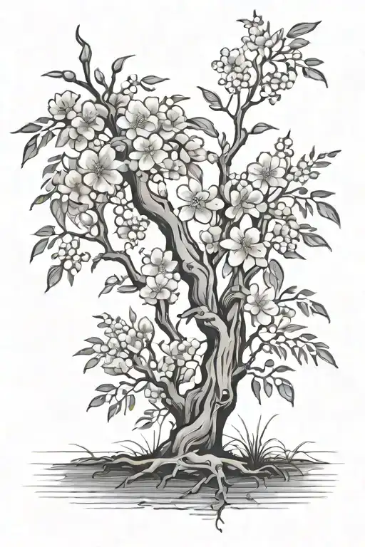 Spine Tattoo With Flowers And Willow Tree Branches