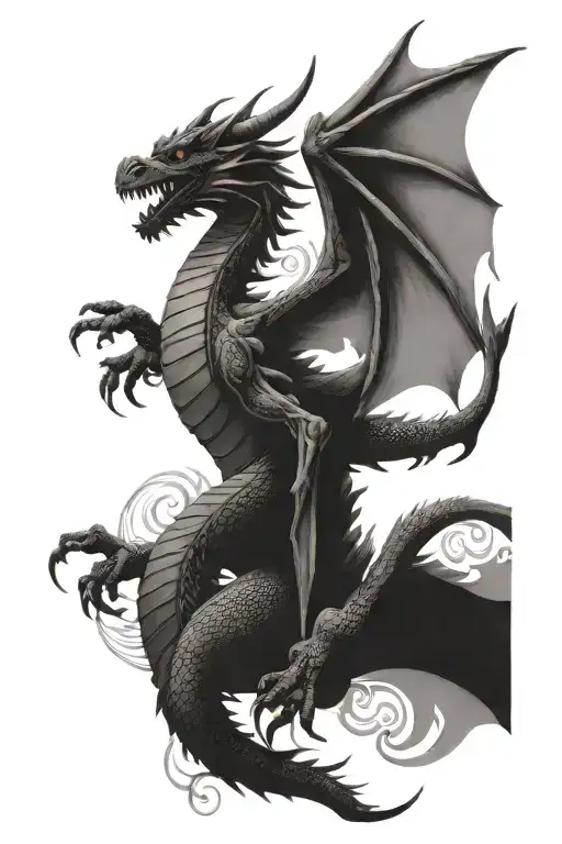 Dragon Flying Towards The Sun