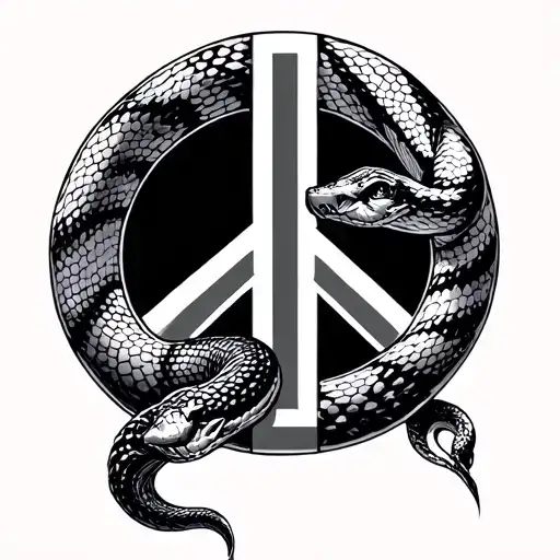 Snake Over Peace Symbol Combined