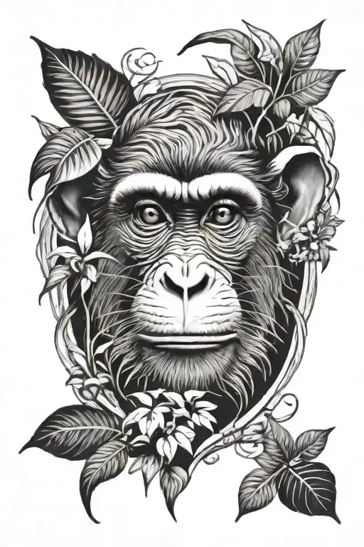 Monkey In A Jungle Scene