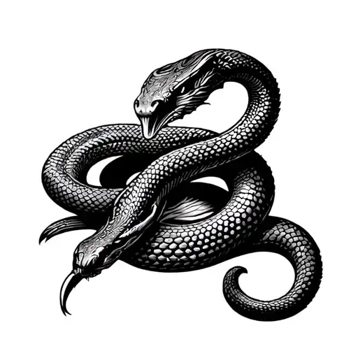Snake Over Djed Symbol In Baroque Style