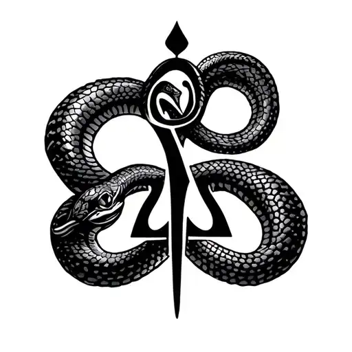 Snake Over Ankh Symbol Combined