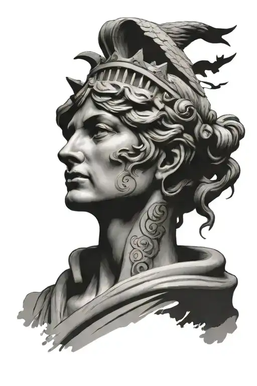 Liberty Statue With Wolf Biting Neck