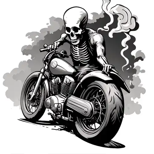Skeleton On A Dirtbike Smoking A Cigar