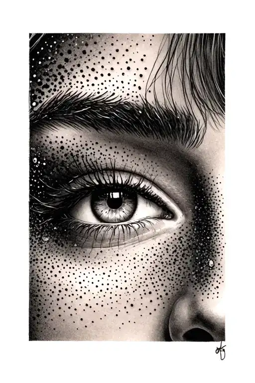 Realistic Stipple Female Eye