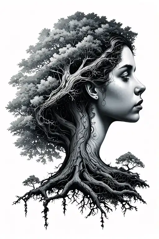 Half Woman Half Tree Growing