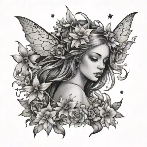 Fairy With Flowers And Stars