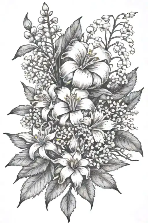 Marigold And Lily Of The Valley Bouquet With Stems To Run Down To Wrist