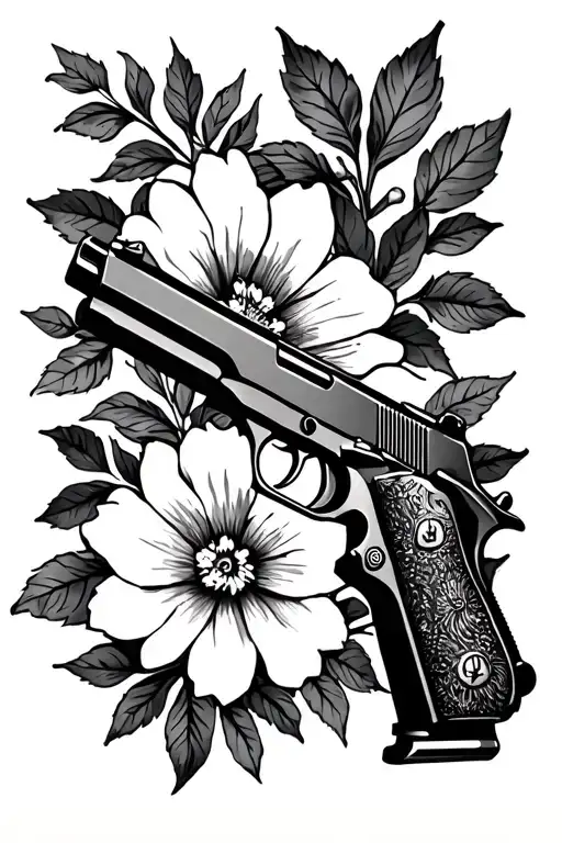 1911 Gun Flowers And Leaves Texas Flag