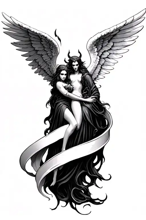 Full Sleeve Angel And Devil