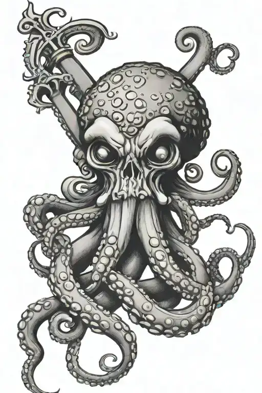 Octopus Holding A Trident Forarm Band