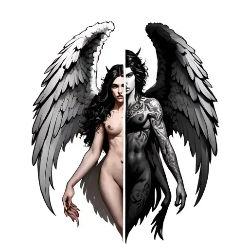 Half Good Half Evil Angel Full Body