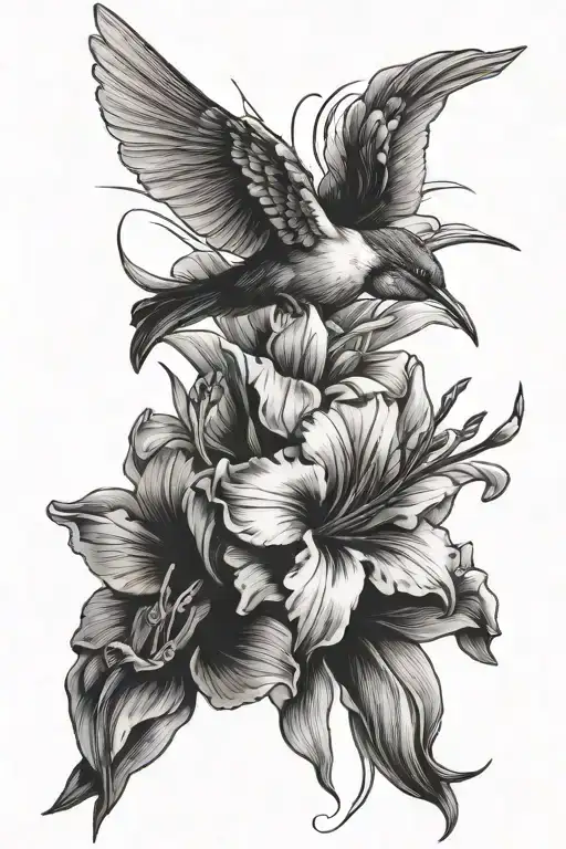 Gladiolus Flower With Humming Bird