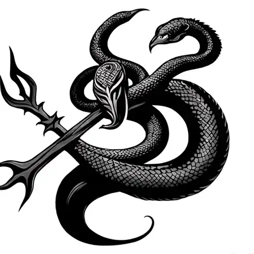 Trident And Snakewraping The Trident Hindu God Lord Shiva
