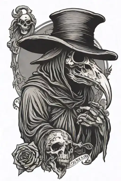 Plague Doctor Holding A Buffalo Skull