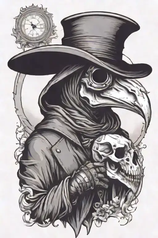 Plague Doctor Holding A Buffalo Skull