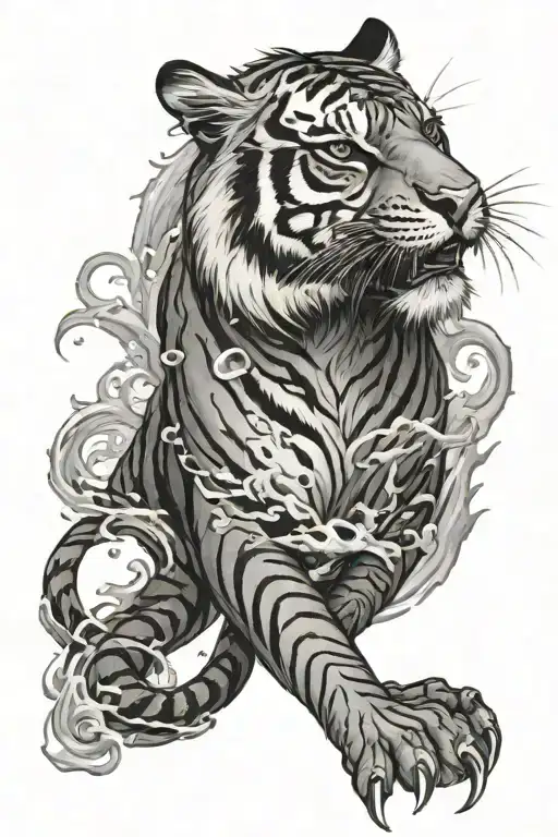 Tiger In Water Dragon