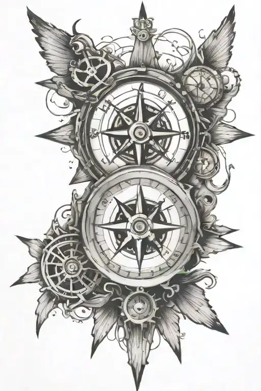 Steam Punk Nautical Compass Suicide Survivor Symbol