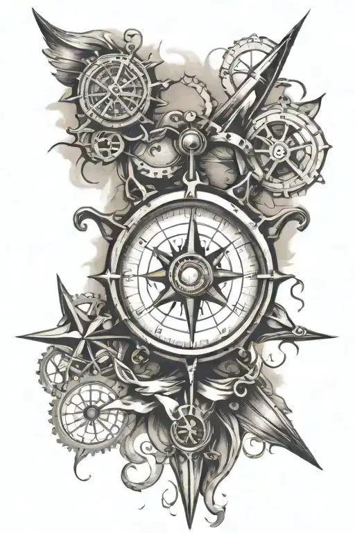 Steam Punk Nautical Compass Suicide Survivor Symbol