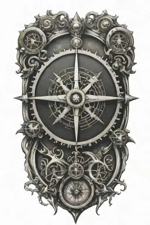 Steam Punk Nautical Compass Suicide Survivor Symbol