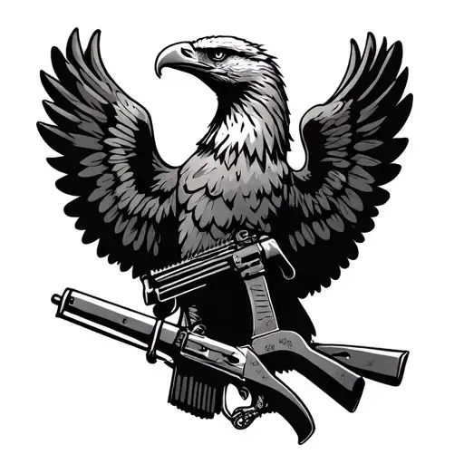 Eagle With M1 Garand And Bayonet Knife Tucked