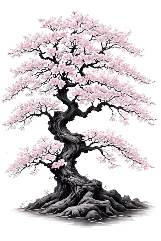 Cherry Blossom Tree Roman Numerals