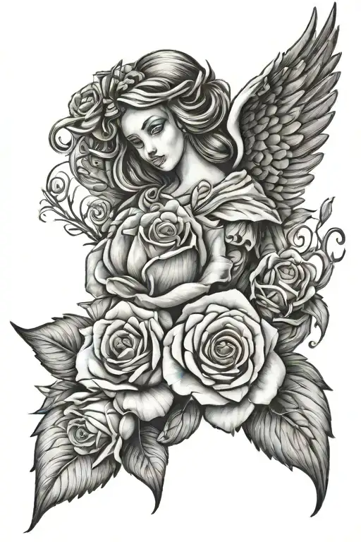 Rose And Angel Wings With Lle Llm Llr