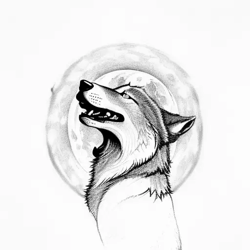 An Alpha Wolf Howling At The Moon In A Dense Forest