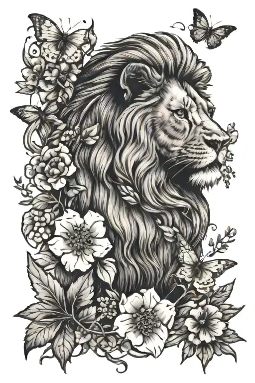 Lion Butterflies Violet Flower Hawthorn Flower And Cherry Blosssom