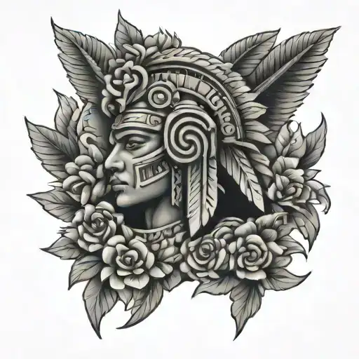 Aztec Warrior With Flowers