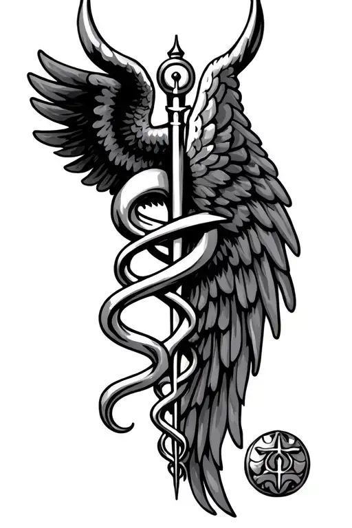 Caduceus One Angel Wing One Devil Wing