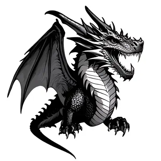 English Dragon Portrait Drooling With Wings