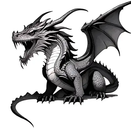 English Dragon Portrait Drooling With Wings Realistic