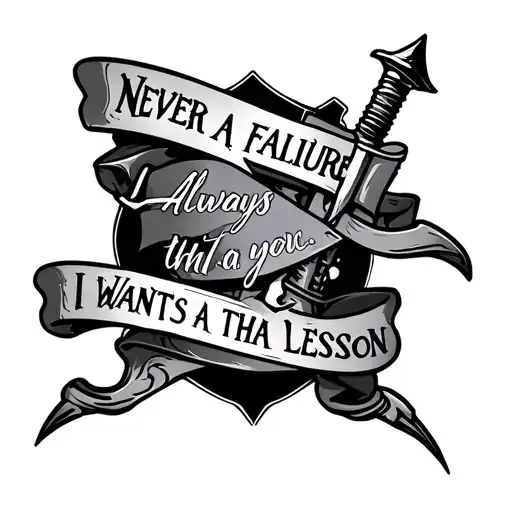 Never A Failure Always A Lesson I Want That Text In The Tattoo And Some Kinda Sword
