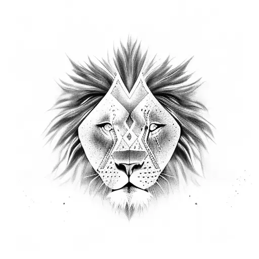 Half Face Woman Warrior Other Half Lion