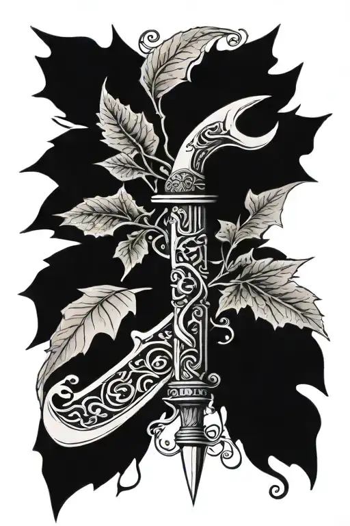 A Switchblade With An Ivy Plant Intertwined