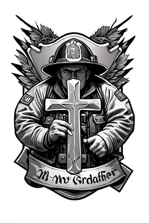 Firefighter With Cross In Memory Of My Grandfather